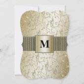 Monogram Black en Gold Swirl Wedding Kaart (Achterkant)