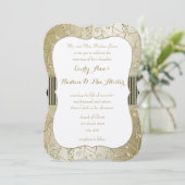 Monogram Black en Gold Swirl Wedding Kaart (Staand voorkant)