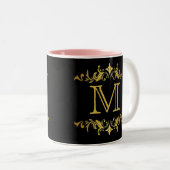 Monogram Black en Gold Two-Tone Coffee Mok (Voorkant rechts)