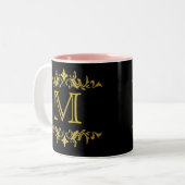 Monogram Black en Gold Two-Tone Coffee Mok (Voorkant links)