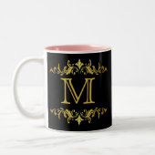 Monogram Black en Gold Two-Tone Coffee Mok (Links)