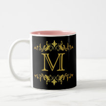 Monogram Black en Gold Two-Tone Coffee Mok