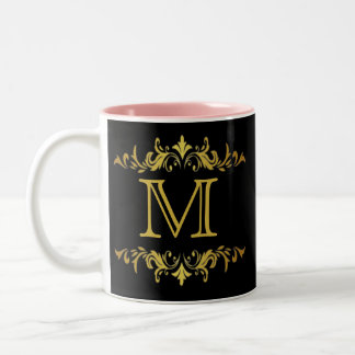 Monogram Black en Gold Two-Tone Coffee Mok