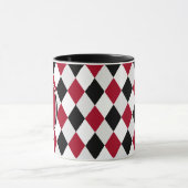 Monogram Black en Red Harlequin Diamond Pattern Mok (Midden)