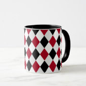 Monogram Black en Red Harlequin Diamond Pattern Mok (Voorkant rechts)