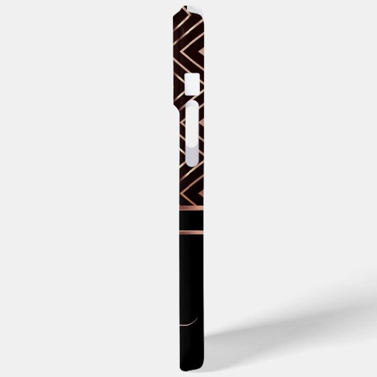 Monogram Black en Roos Gold Diamond Pattern Case-Mate iPhone Case (Achterkant / Links)