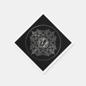 Monogram Black en Silver Filigree Motif Napkins Servetten (Hoek)