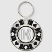 Monogram Black en Silver Las Vegas Style Sleutelhanger (Voorkant)
