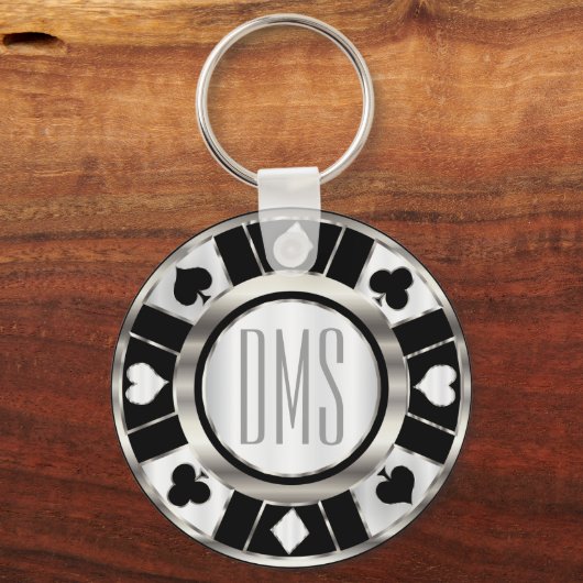 Monogram Black en Silver Las Vegas Style Sleutelhanger (Achterkant)