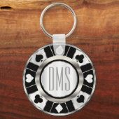 Monogram Black en Silver Las Vegas Style Sleutelhanger (Voorkant)