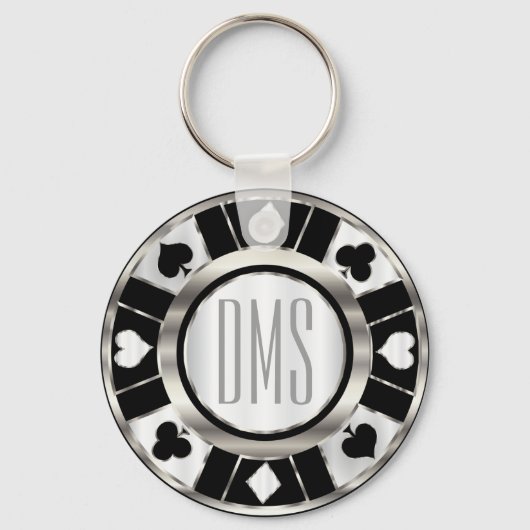 Monogram Black en Silver Las Vegas Style Sleutelhanger (Achterkant)