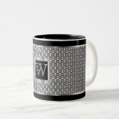 Monogram Black en Silver Metal Mesh Tweekleurige Koffiemok (Voorkant rechts)