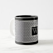 Monogram Black en Silver Metal Mesh Tweekleurige Koffiemok (Voorkant links)