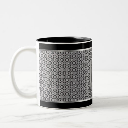 Monogram Black en Silver Metal Mesh Tweekleurige Koffiemok (Links)
