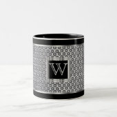 Monogram Black en Silver Metal Mesh Tweekleurige Koffiemok (Center)
