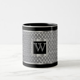 Monogram Black en Silver Metal Mesh Tweekleurige Koffiemok
