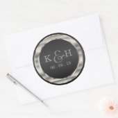 Monogram Black en Silver Metallic Round Labels (Envelop)