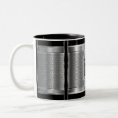 Monogram Black en Silver Steel Metal Mesh Tweekleurige Koffiemok (Links)