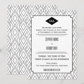 Monogram Black en White Art Deco Wedding Kaart (Voorkant / Achterkant)