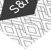 Monogram Black en White Art Deco Wedding Lange Tafelloper (Hoek)
