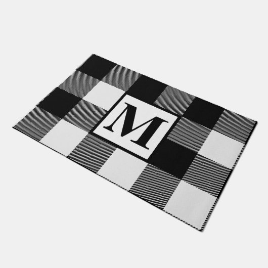 Monogram Black en White Buffalo Plays Kerstmis Deurmat (Schuin)