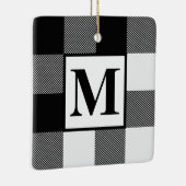 Monogram Black en White Buffalo Plays Kerstmis Keramisch Ornament (Rechts)