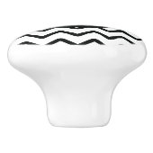 Monogram Black en White Chevron Stripes Keramische Knop (Zijkant)