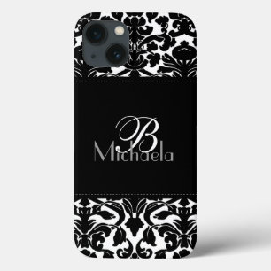Monogram Black en White Damask iPad Air Case