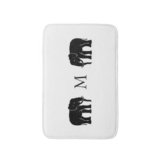 Monogram Black en White Emblematic Elephants Badmat (Voorkant Verticaal)