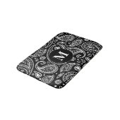 Monogram Black en White Floral Paisley Pattern Badmat (Gekanteld)