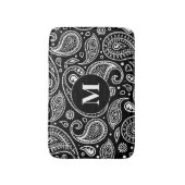 Monogram Black en White Floral Paisley Pattern Badmat (Voorkant Verticaal)
