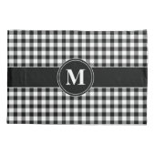 Monogram Black en White Gingham Kussensloop (Achterkant)