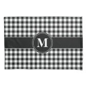 Monogram Black en White Gingham Kussensloop (Voorkant)