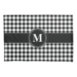 Monogram Black en White Gingham Kussensloop