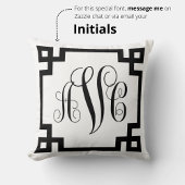 Monogram Black en White Greek Key Border Pillow Kussen