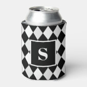 Monogram Black en White Harlequin Diamond Pattern Blikjeskoeler (Blikje Voorkant)