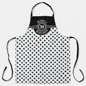 Monogram Black en White Polka Dot Kitchen Schort (Voorkant)