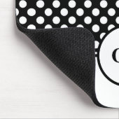 Monogram Black en White Polka Dot Pattern Muismat (Hoek)