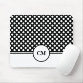 Monogram Black en White Polka Dot Pattern Muismat (Met muis)