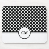 Monogram Black en White Polka Dot Pattern Muismat (Voorkant)