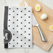Monogram Black en White Polka Dot Theedoek (Quarter Fold)