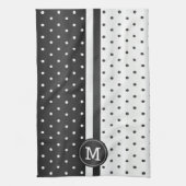 Monogram Black en White Polka Dot Theedoek (Verticaal)