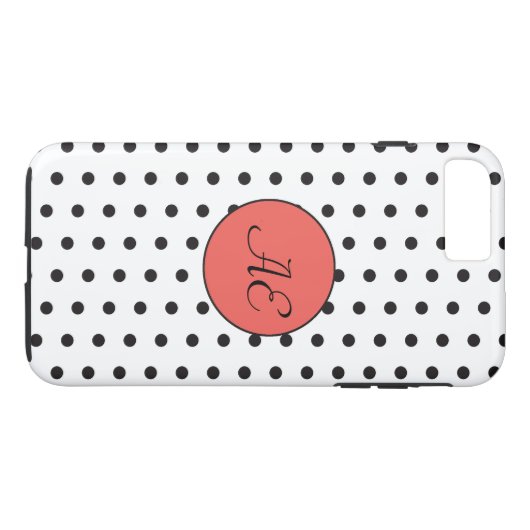 Monogram Black en White Polka Dots Pattern Case-Mate iPhone Case (Achterkant (Horizontaal))