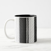 Monogram Black en White Polka Dots Tweekleurige Koffiemok (Links)