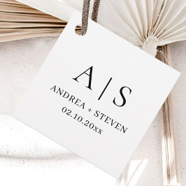 Monogram Black en White Wedding Bedankjes Labels