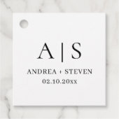 Monogram Black en White Wedding Bedankjes Labels (Voorkant)