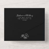 Monogram Black en White Wildflower Wedding All In One Uitnodiging (Achterkant)