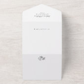 Monogram Black en White Wildflower Wedding All In One Uitnodiging (Buitenkant)