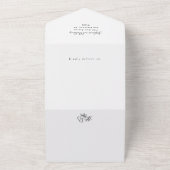 Monogram Black en White Wildflower Wedding All In One Uitnodiging (Buitenkant)