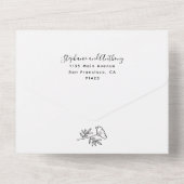 Monogram Black en White Wildflower Wedding All In One Uitnodiging (Achterkant)